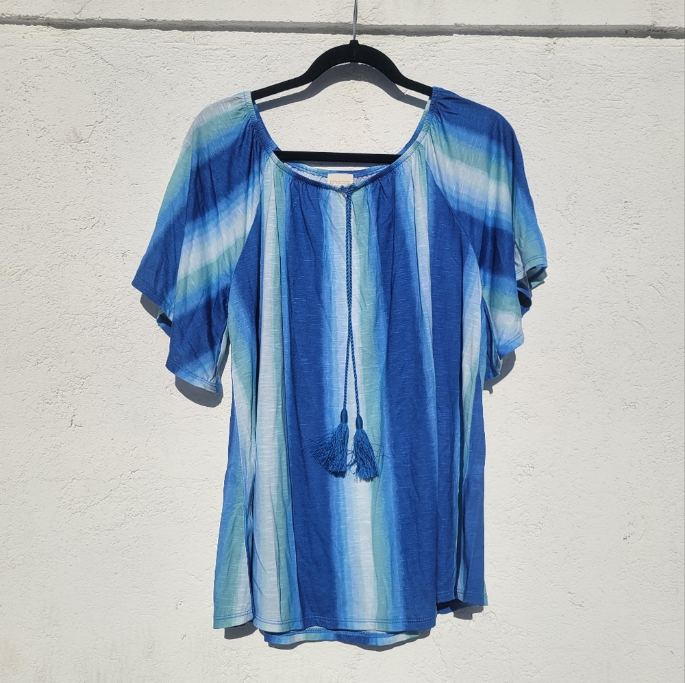 Chico's Flowy Short Sleeve Top Size Large